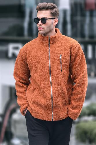 Kiremit Fermuarlı Peluş Sweatshirt 6152