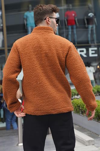 Kiremit Fermuarlı Peluş Sweatshirt 6152