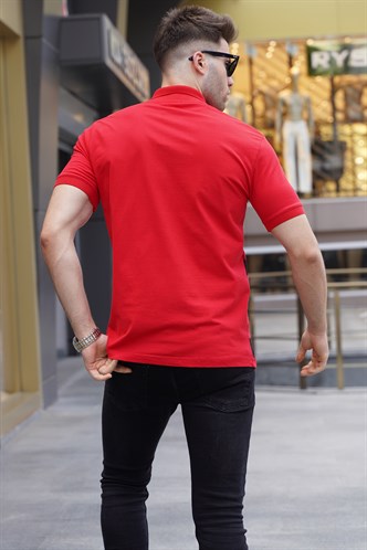 Kırmızı Desenli Erkek Polo Yaka Tişört 5871