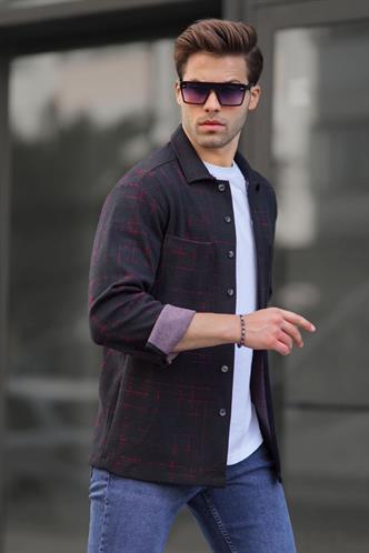 Kırmızı Desenli Regular Fit Erkek Gömlek 6722