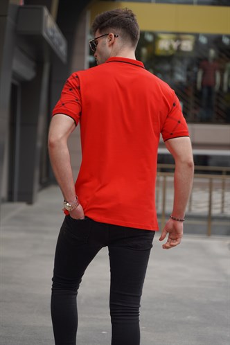 Kırmızı Düğmeli Polo Yaka Erkek Tişört 5867