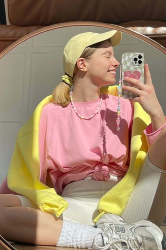 Koyu Pembe Basic Bisiklet Yaka Kadın Sweatshirt MG1676