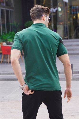 Koyu Yeşil Desenli Polo Yaka Erkek Tişört 6081