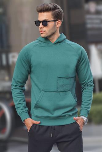 Koyu Yeşil Kapüşonlu Sweatshirt 6151