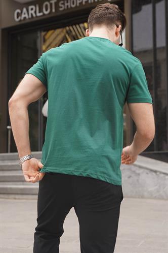 Koyu Yeşil Regular Fit Yama Cepli Erkek Tişört 6102