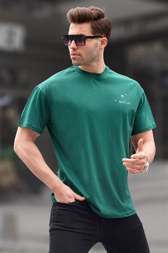 Koyu Yeşil Sırt Baskılı Regular fit Erkek Tişört 6121