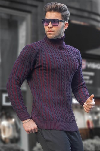 Navy Blue Turtleneck Knitwear Sweater 6317