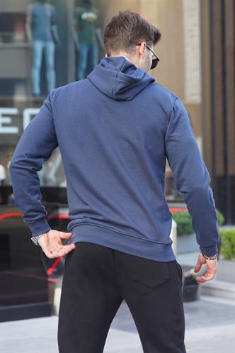 Lacivert Baskılı Kapüşonlu Sweatshirt 6149
