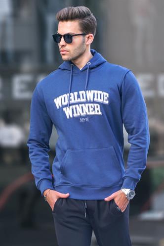 Lacivert Baskılı Kapüşonlu Sweatshirt 6149