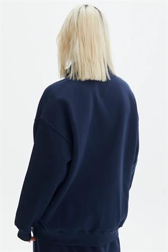 Lacivert Fermuar Detaylı Oversize Sweatshirt MG1933