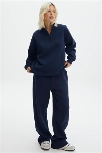 Lacivert Fermuar Detaylı Oversize Sweatshirt MG1933