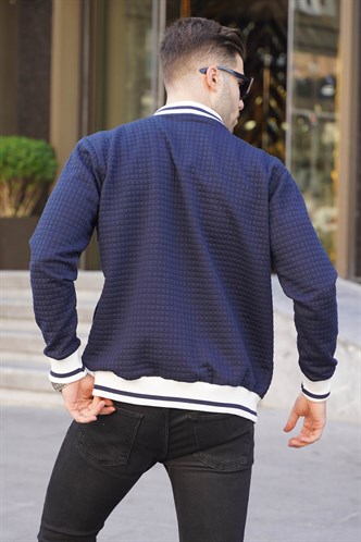 Lacivert Kapitone Desenli Erkek Bomber Ceket 6035