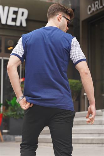 Lacivert Kazayağı Desenli Erkek Tişört 6103
