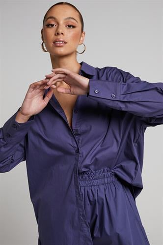 Mor Oversize Basic Kadın Gömlek MG1794