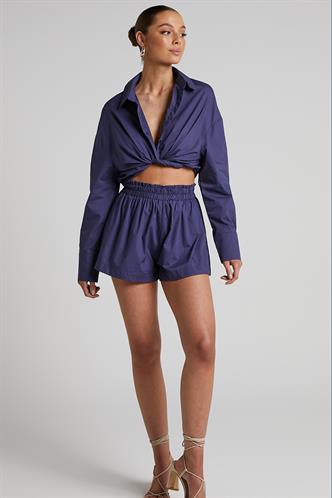 Mor Oversize Basic Kadın Gömlek MG1794