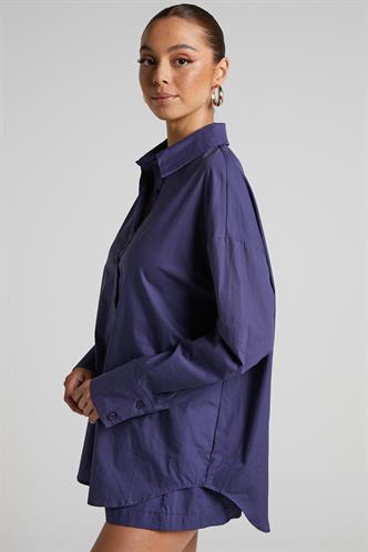 Mor Oversize Basic Kadın Gömlek MG1794