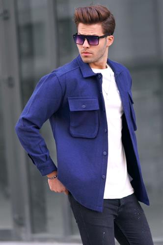 Lacivert Oversize Oduncu Erkek Gömlek 6709