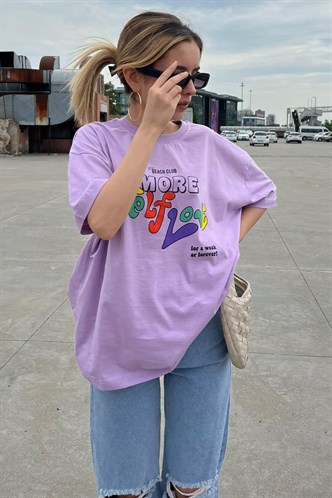 Lilac Printed Oversize T-Shirt MG1522