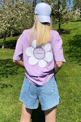 Women Printed Oversize Lilac T-Shirt