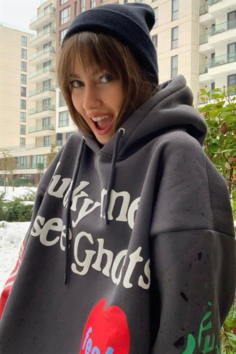 Printed Oversize Anthracite Sweatshirt  MG903