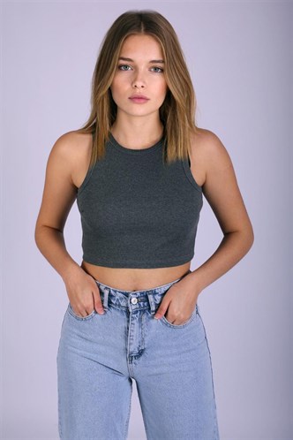Mad Girls Anthracite Crop Top MG1113
