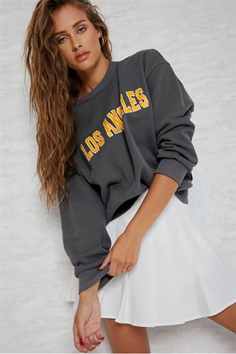 Mad Girls Antrasit Kadın Sweatshirt MG952