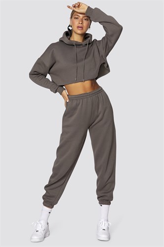 Mad Girls Anthracite Hooded Women Tracksuit Set MG467