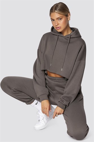 Mad Girls Anthracite Hooded Women Tracksuit Set MG467