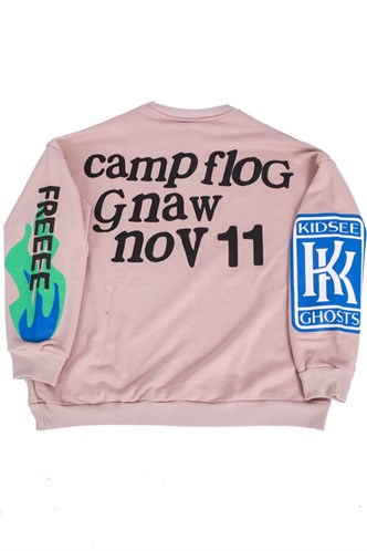 Mad Girls Printed Oversize Beige Sweatshirt Mg1206