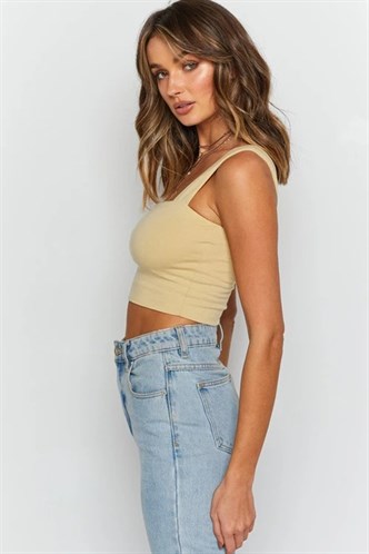 Mad Girls Beige Crop Top MG1010