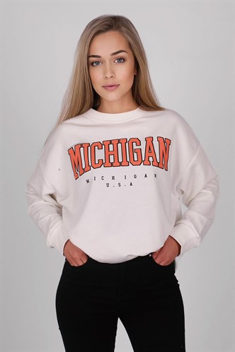 Mad Girls Printed White Sweatshirt MG785