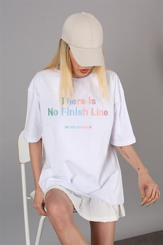 Mad Girls Printed White T-Shirt MG946