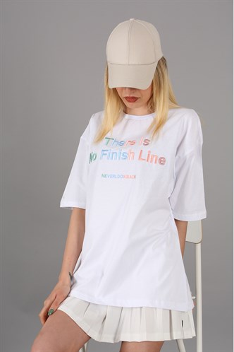 Mad Girls Printed White T-Shirt MG946