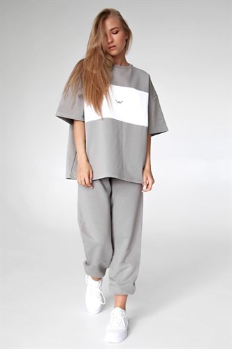 Mad Girls Embroidered Dye Gray T-shirt MG1421