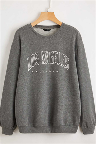 Mad Girls Printed Smoke Gray Sweatshirt MG780