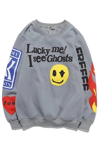 Mad Girls Printed Oversize Anthracite Sweatshirt Mg1207