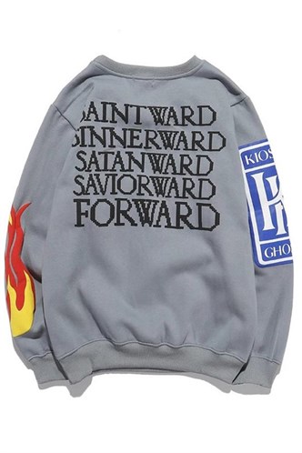 Mad Girls Printed Oversize Anthracite Sweatshirt Mg1207