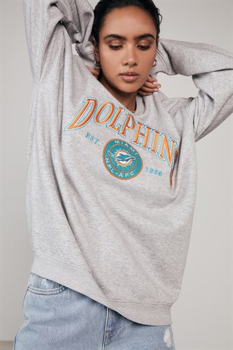 Mad Girls Printed Gray Sweatshirt Mg1210 