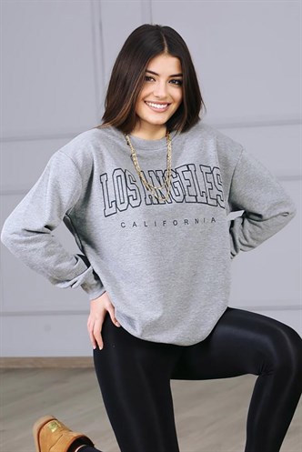 Mad Girls Printed Gray Sweatshirt MG780