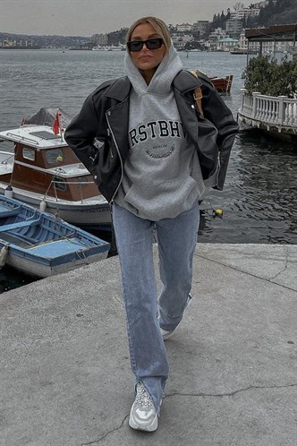Mad Girls Gri Kadın Sweatshirt MG923