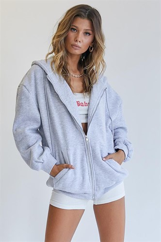 Mad Girls Karmelanj Kapüşonlu Şardonlu Sweatshirt MG1223