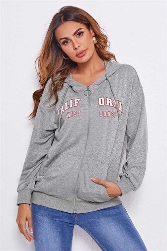 Mad Girls Grey Printed Sweatshirt MG804