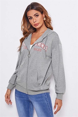 Mad Girls Grey Printed Sweatshirt MG804