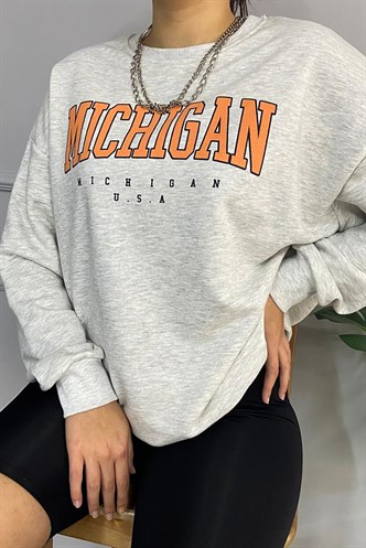 Mad Girls Printed Gray Sweatshirt MG785