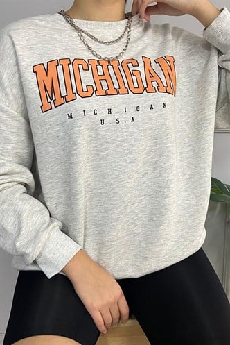Mad Girls Printed Gray Sweatshirt MG785