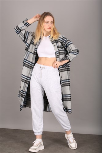 Mad Girls Gray Plaid Coat MG1234