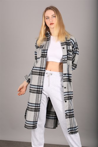 Mad Girls Gray Plaid Coat MG1234