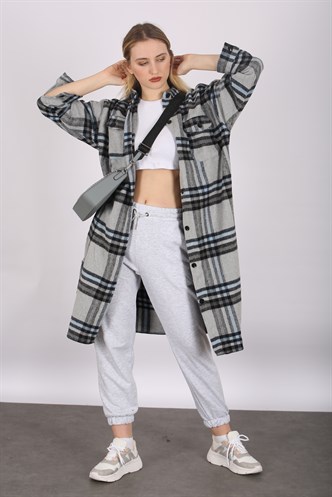 Mad Girls Gray Plaid Coat MG1234