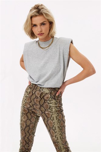Mad Girls Gray Sleeveless T-Shirt MG900