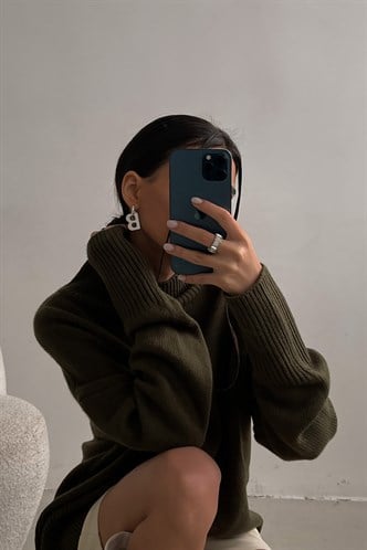 Mad Girls Turtleneck Khaki Sweater MG1252